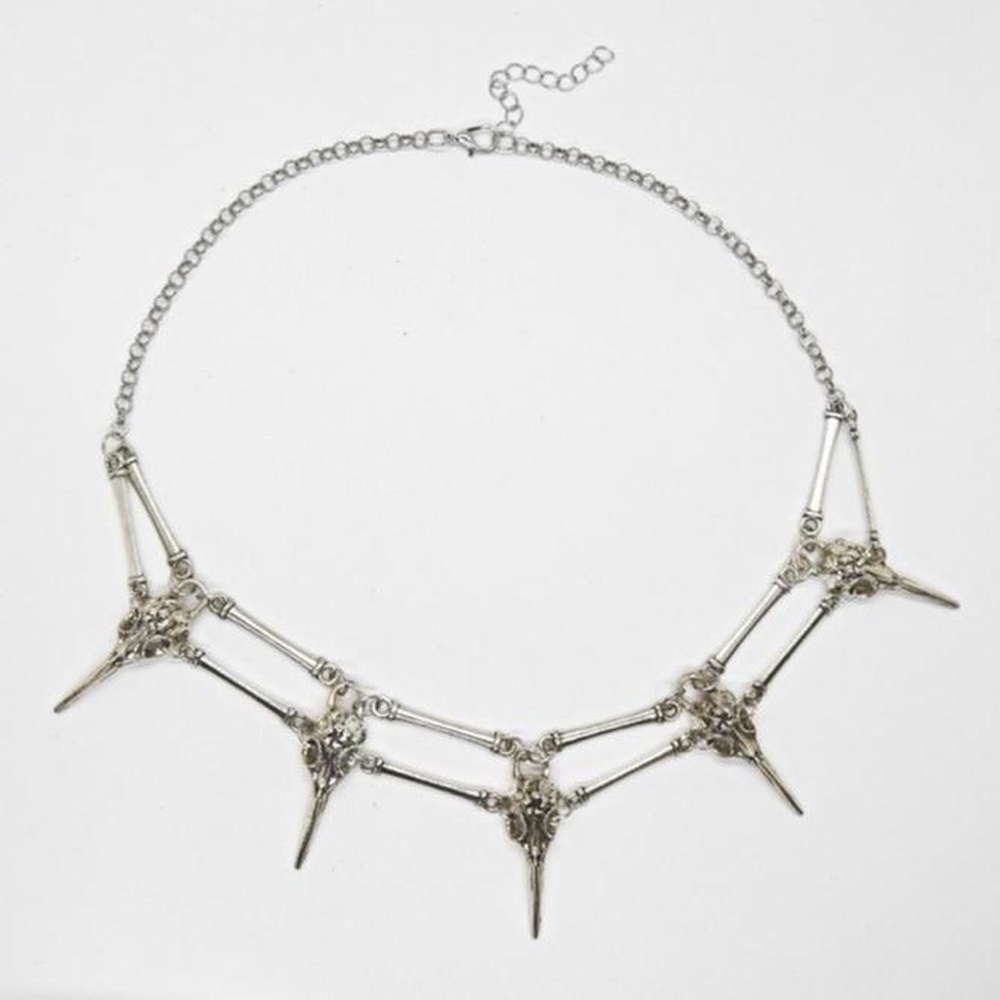 Gothic Raven Skull Necklace
